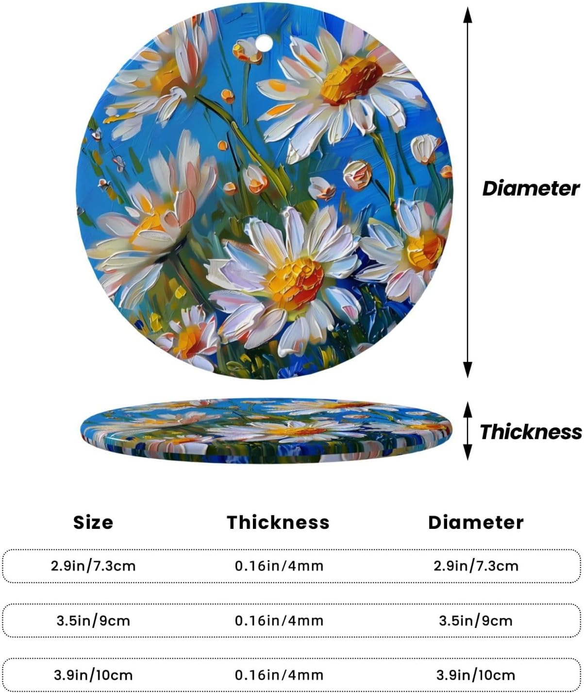 Christmas Ornaments Daisy Flower Ceramic Pendant Decor