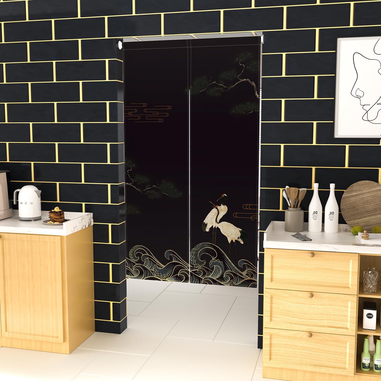 Leowefowa Traditional Japanese Noren Double Sided Curtain 283 x 472
