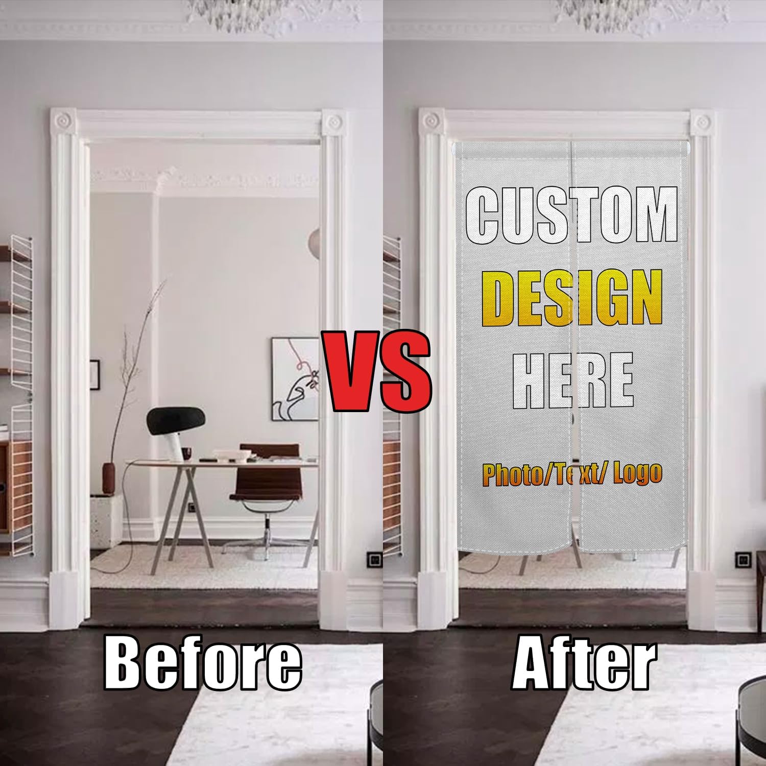 Customizable Noren Curtain with Photo Text Logo 34x60 Inches