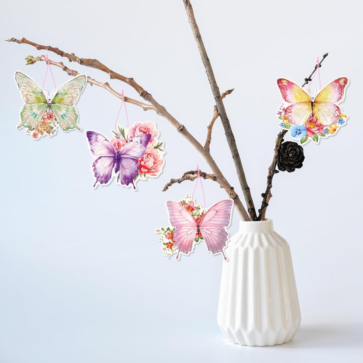 12pcs Spring Butterfly Tree Decor Pendant Set