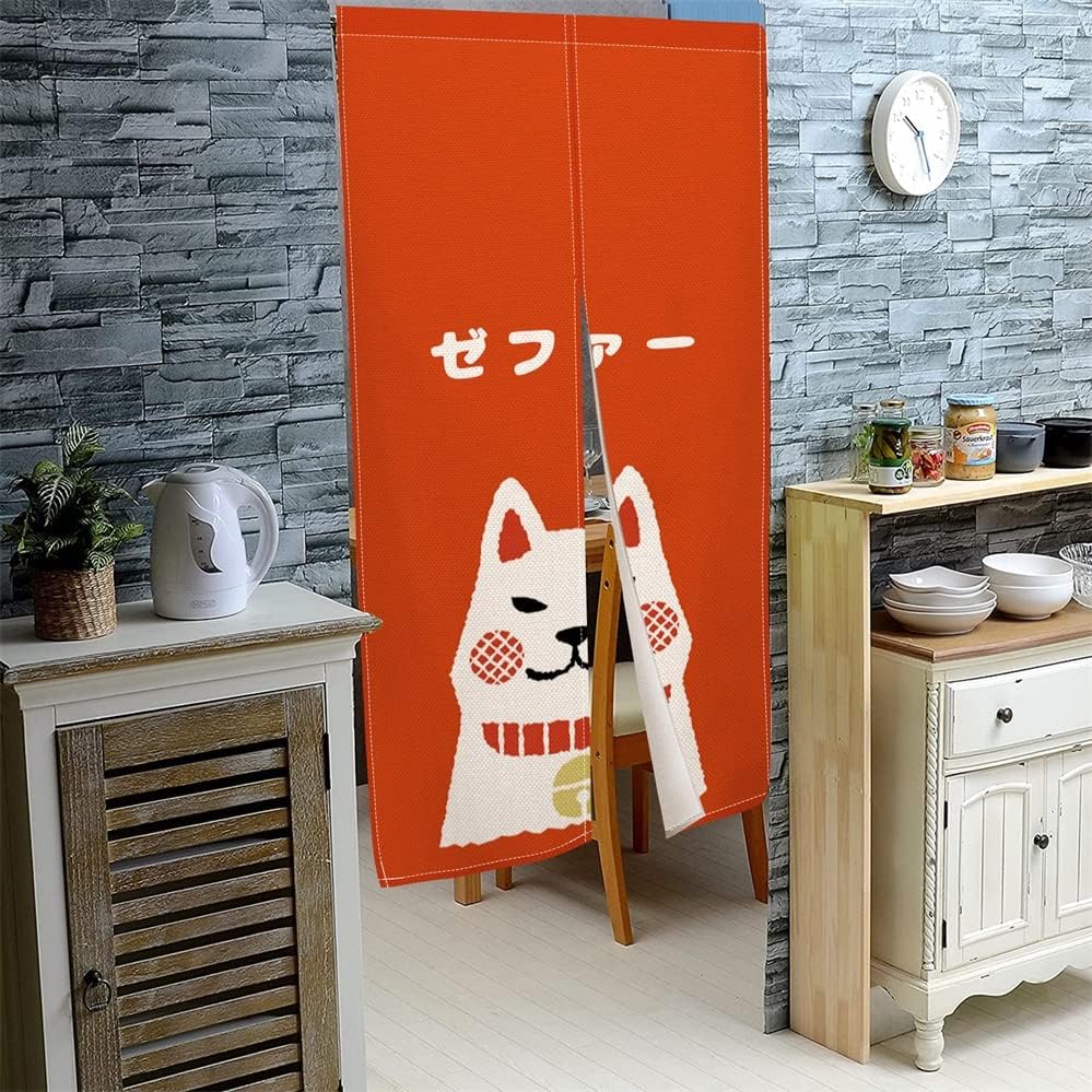 Leowefowa Japanese Noren Curtain Panel Red