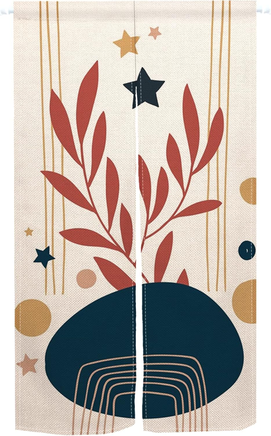 Leowefowa Traditional Japanese Noren Curtain with Mountains and Wild Goose Print 1