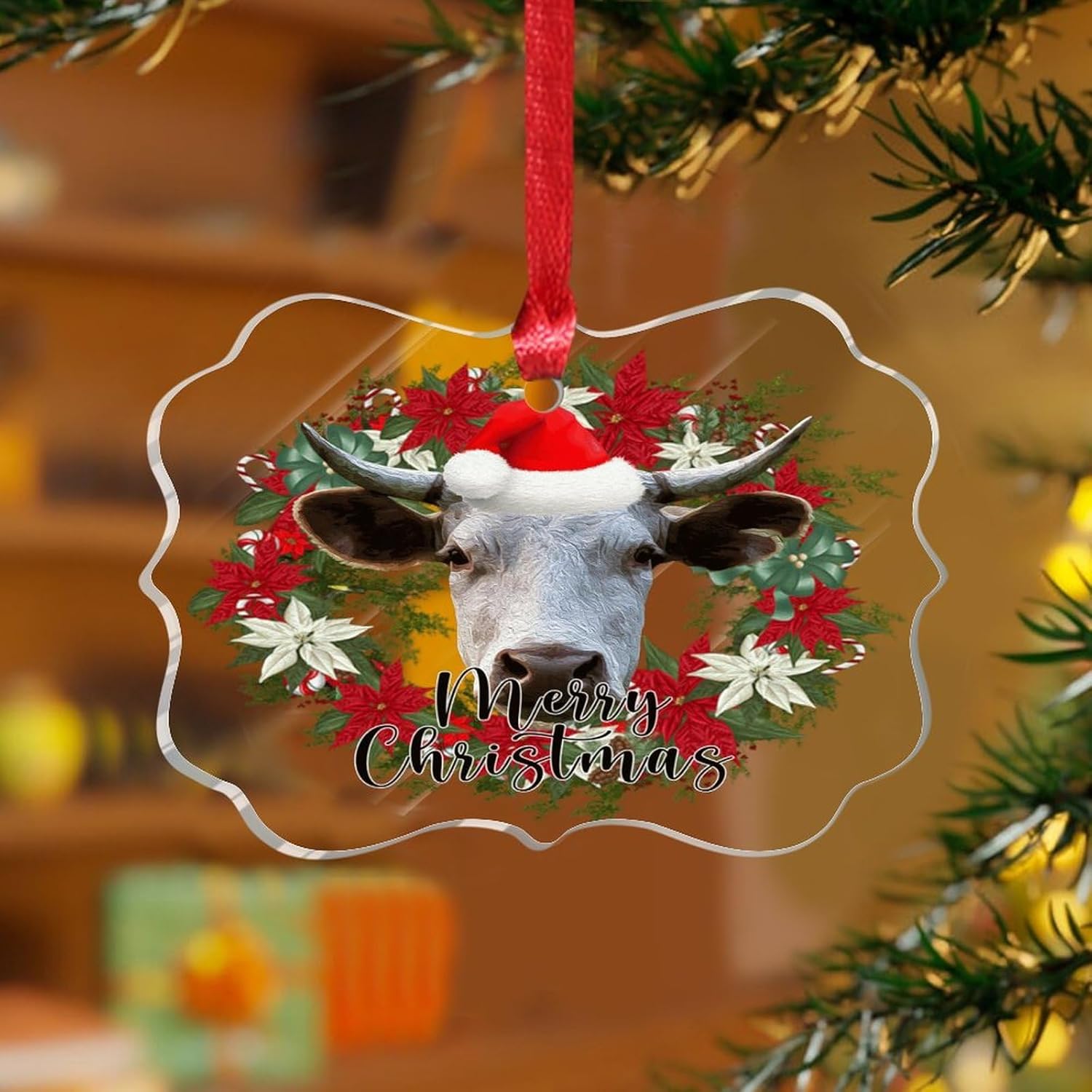 3 Inch Clear Acrylic Christmas Ornaments 2023 Keepsake Decor