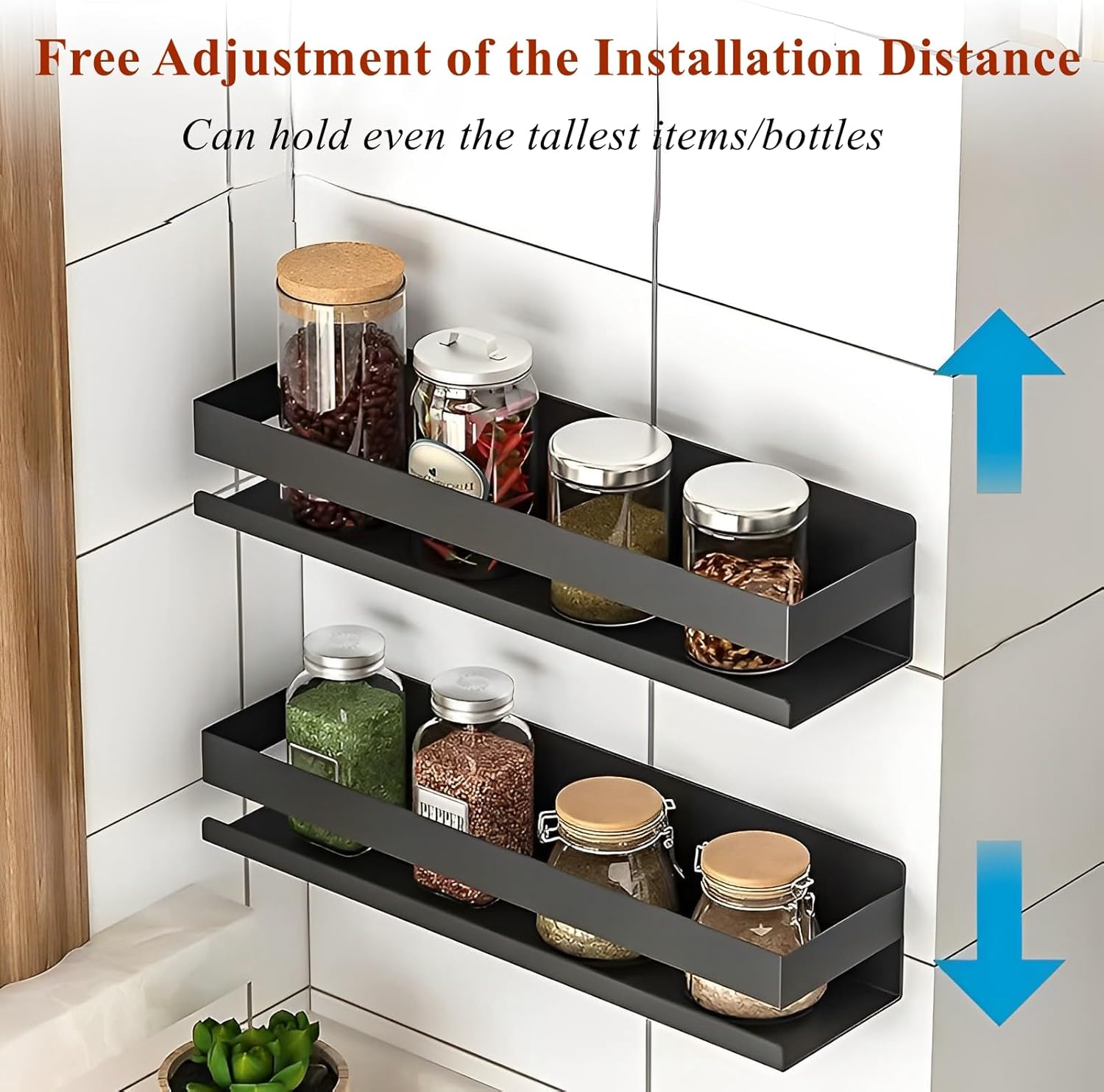 YuShiYan Floating Stainless Steel Shelves Set of 1 Black