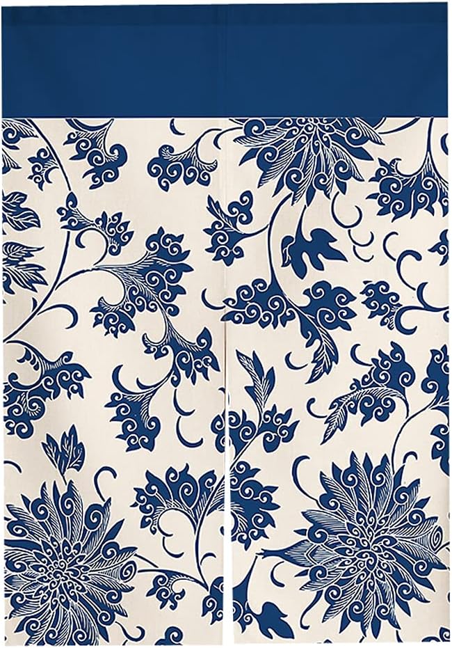 Japanese Noren Door Curtain Panel Navy Blue 33x47 Inch