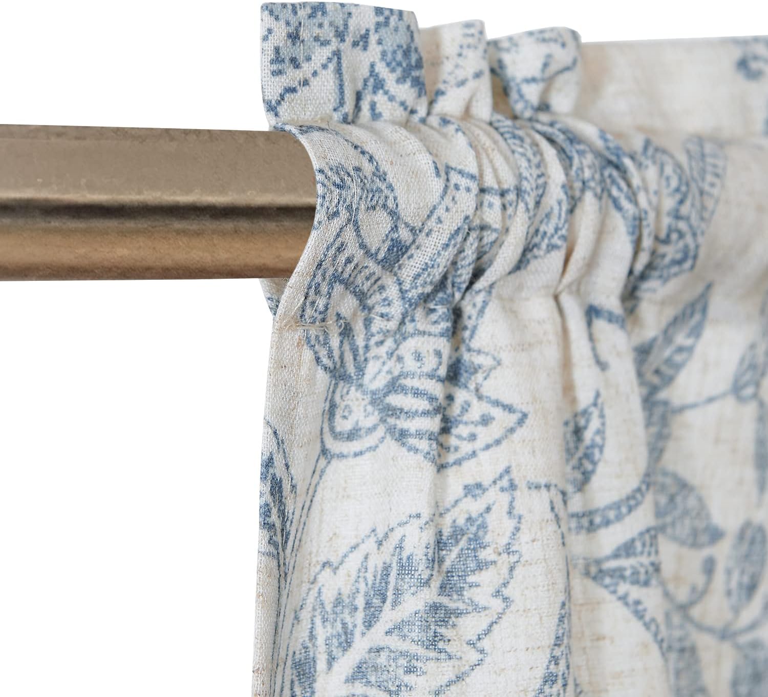Lazzzy Farmhouse Valance Curtain 18 Inch Rod Pocket 1 Panel Blue on Beige