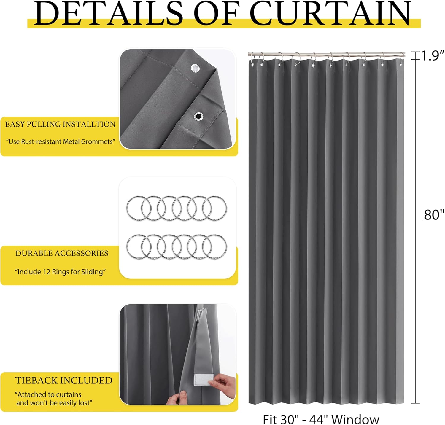 NICETOWN 80 Inch Blackout Curtain Panel