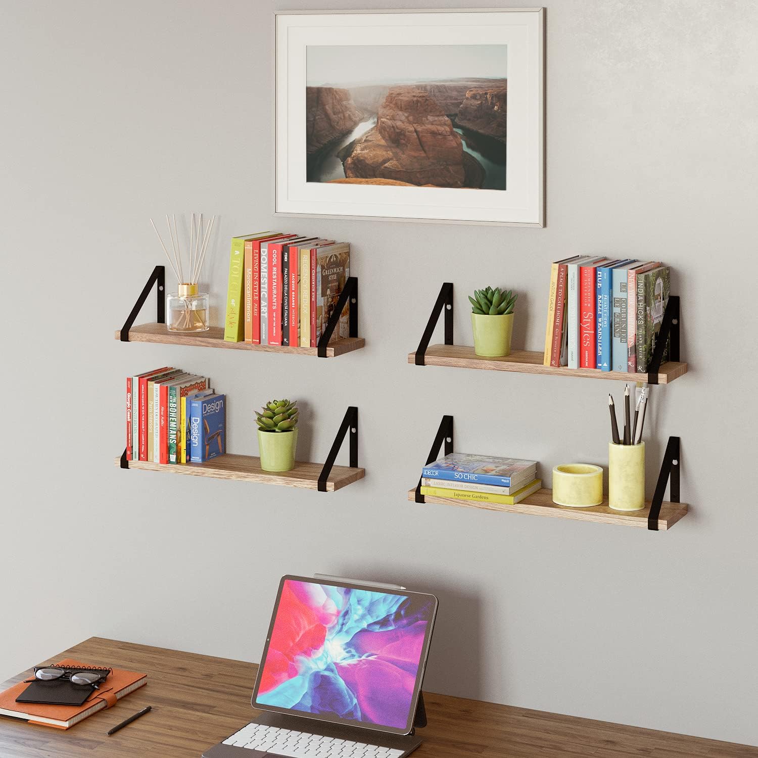 Wallniture Ponza Floating Shelves Wall Mounted Set of 4