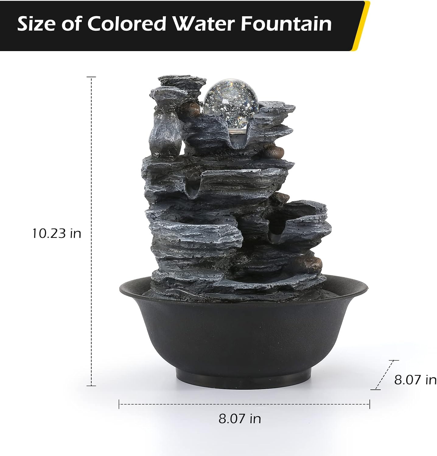 Dyna-Living Tabletop Water Fountain with LED Light
