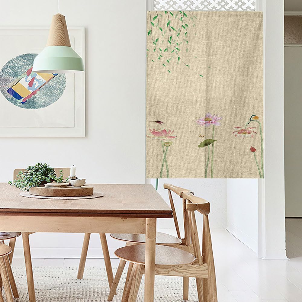 Chickwin Japanese Door Curtain with Lotus Design