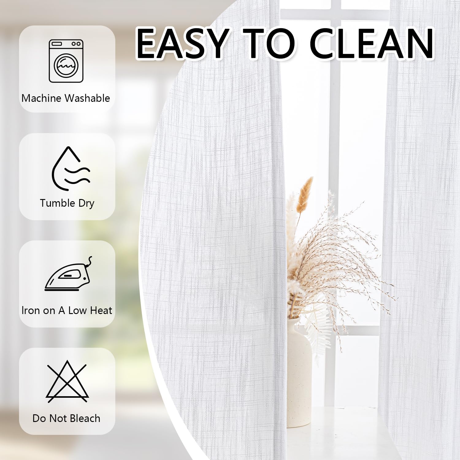 MYSKY HOME White Curtains 2 Panels Set 84 Inch Length