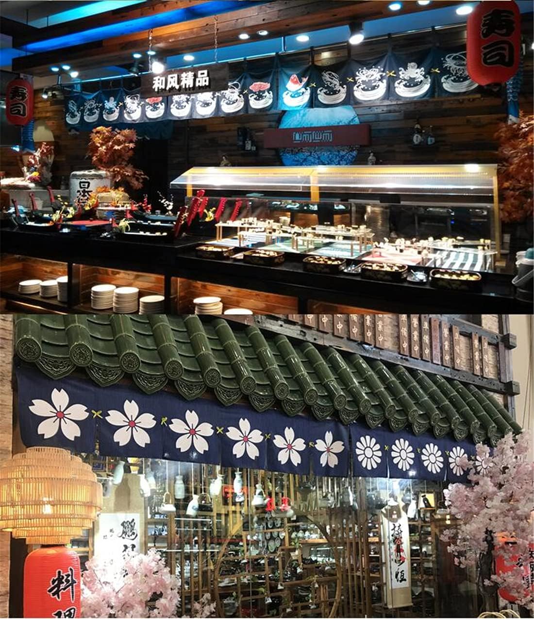 Zzooi Sushi Bar Doorway Short Noren Curtain - 47x12 Inches