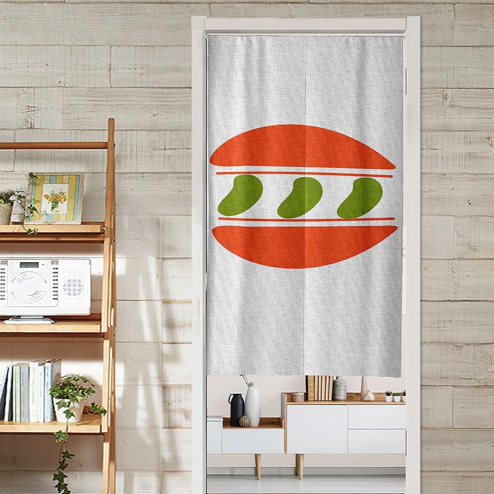Chickwin Japanese Door Curtain Modern Noren Panel Orange Green