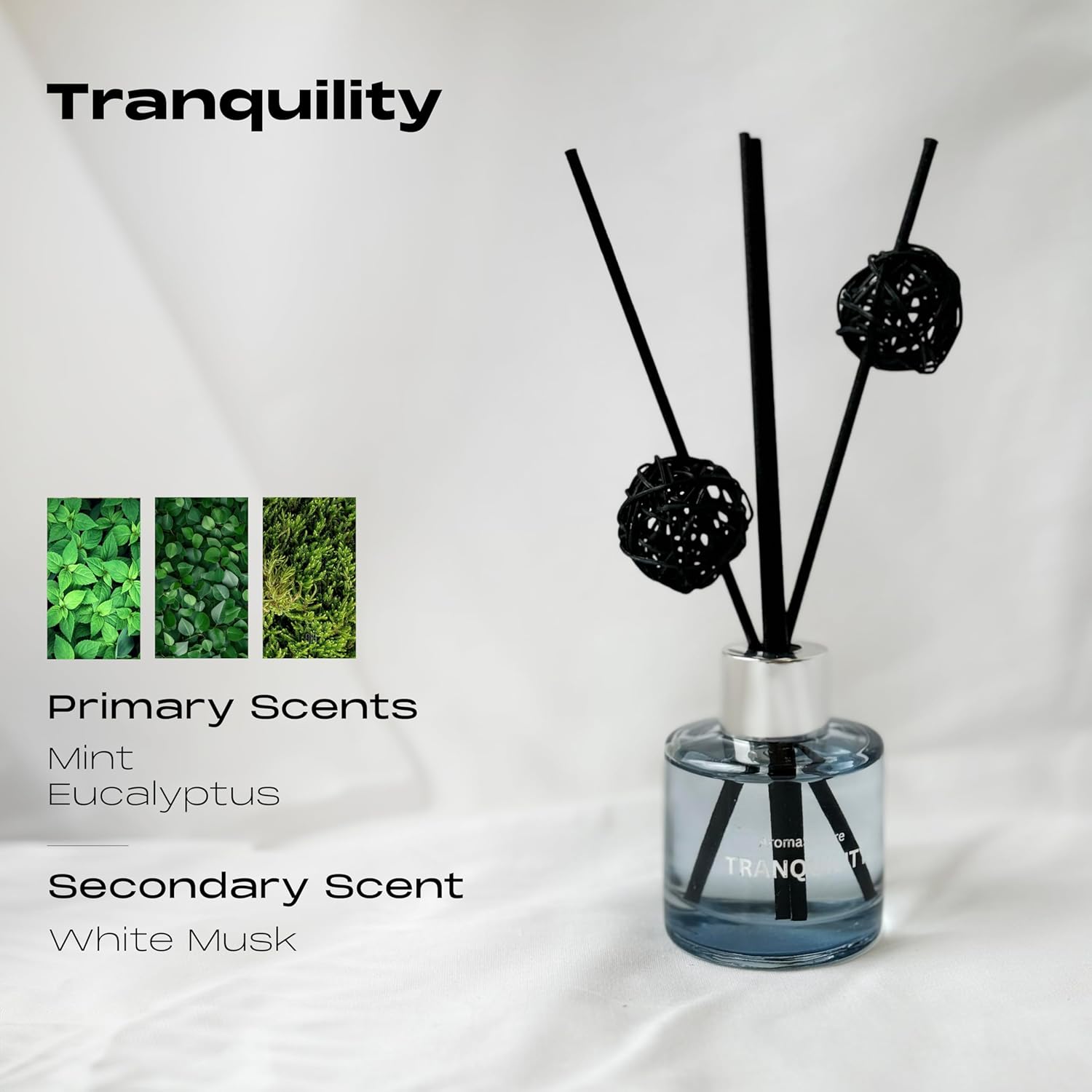 AromaSphere Reed Diffuser Set of 3 Eucalyptus Jasmine Lemongrass