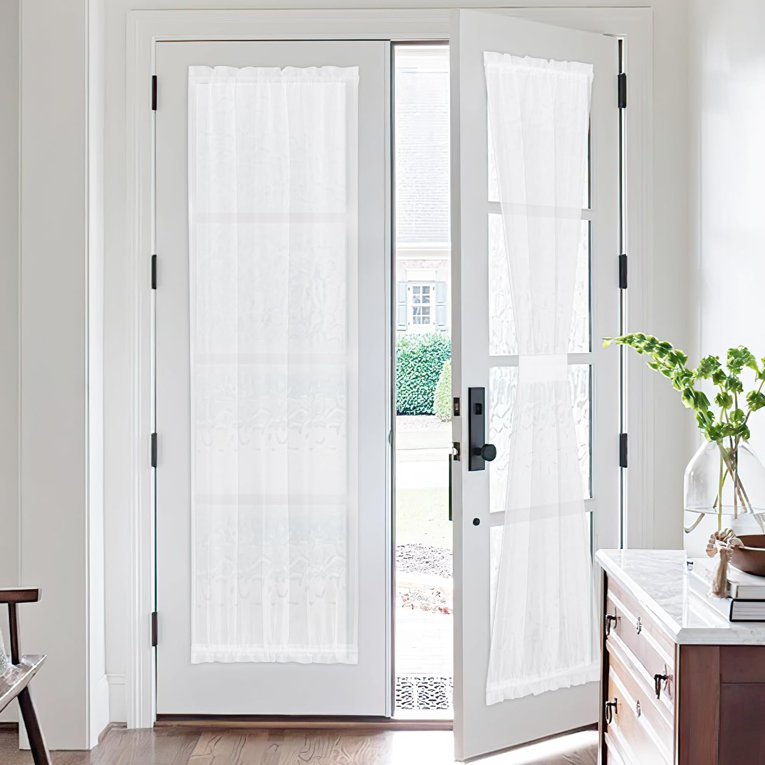 NICETOWN 2 Panels French Door Curtains Sheer Voile
