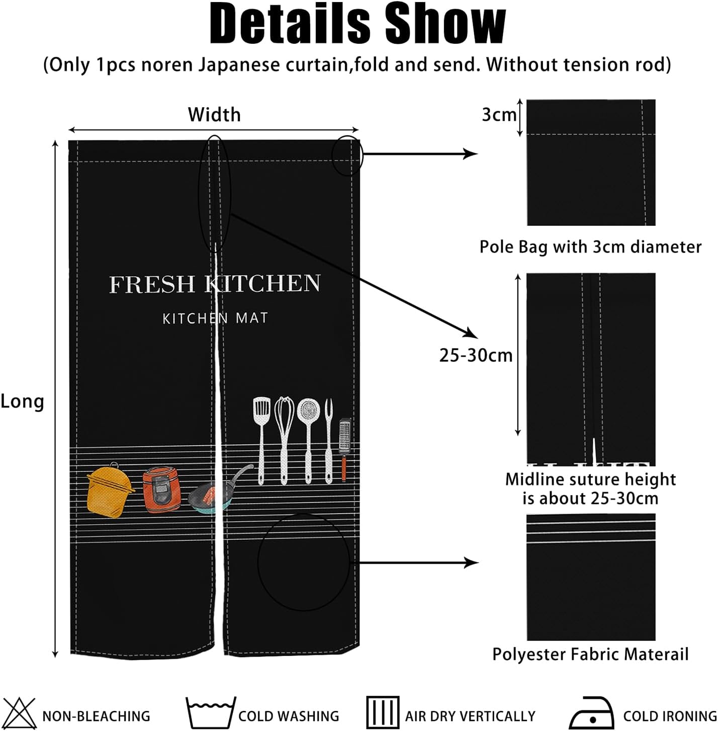 Japanese Doorway Curtain Noren Panel 283x472 Inch