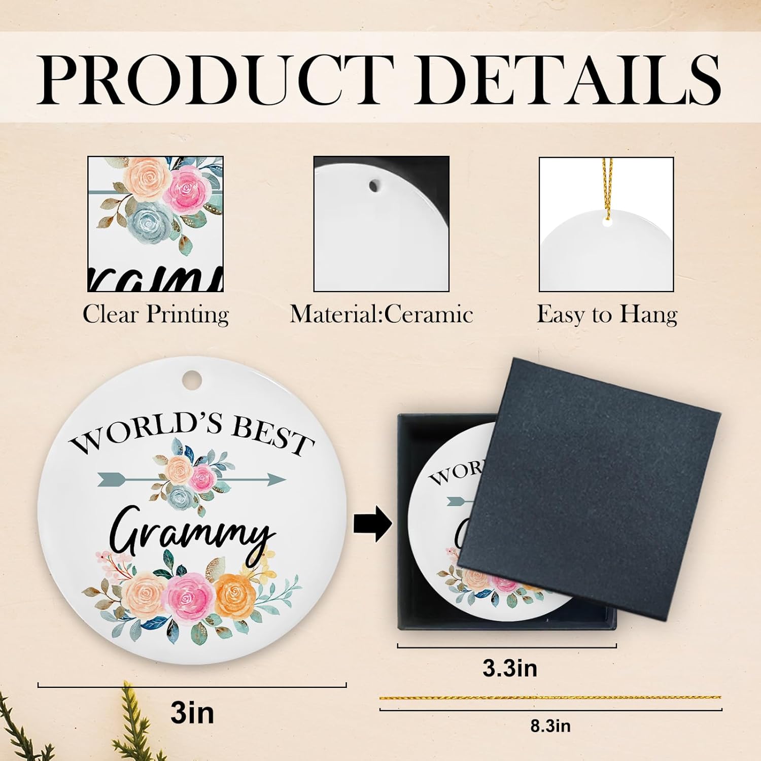 Beliran Grammy Ceramic Ornaments for Home Decor