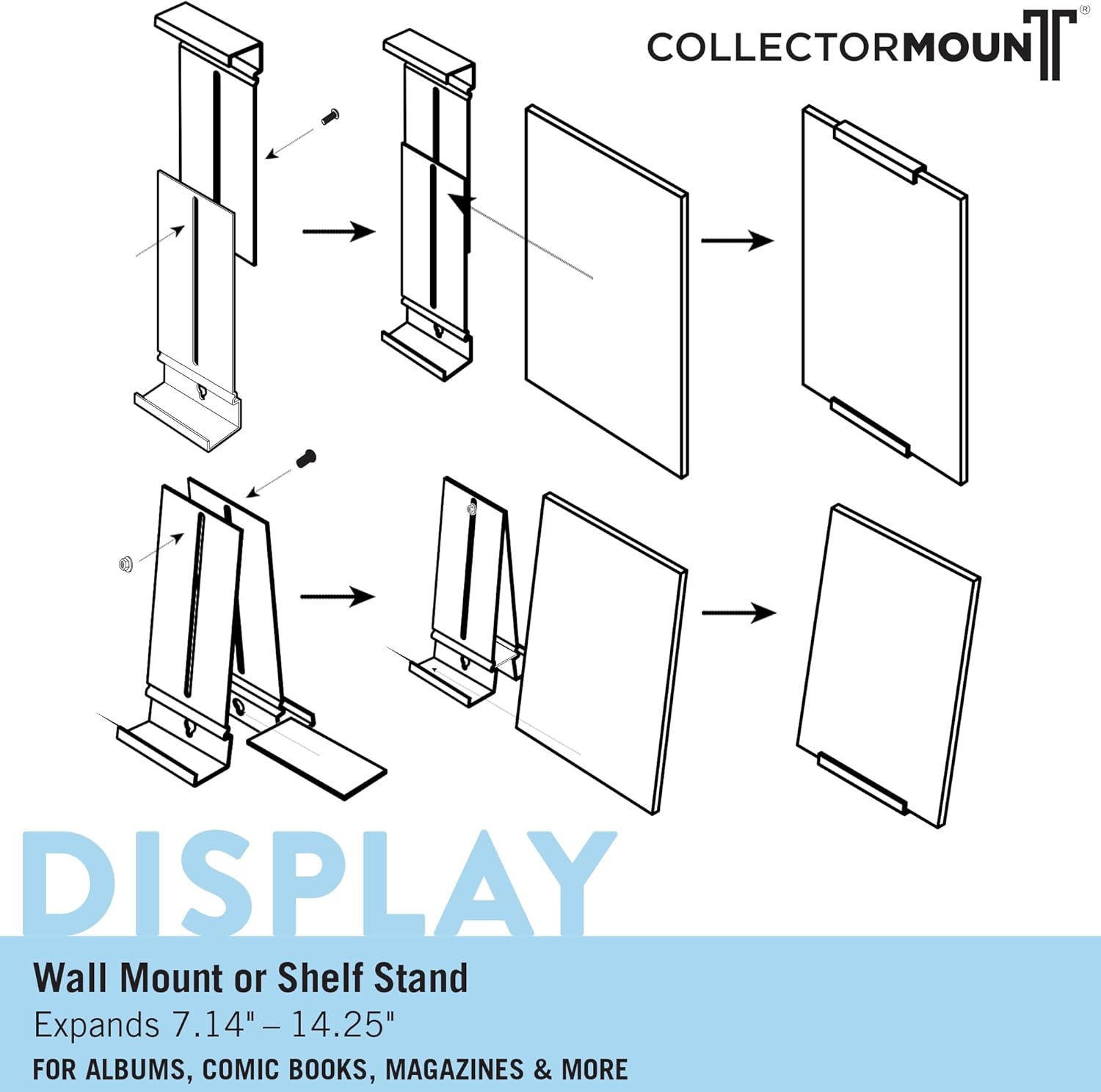 CollectorMount Album Mount 2 Pack Clear Vinyl Display Frame Brackets