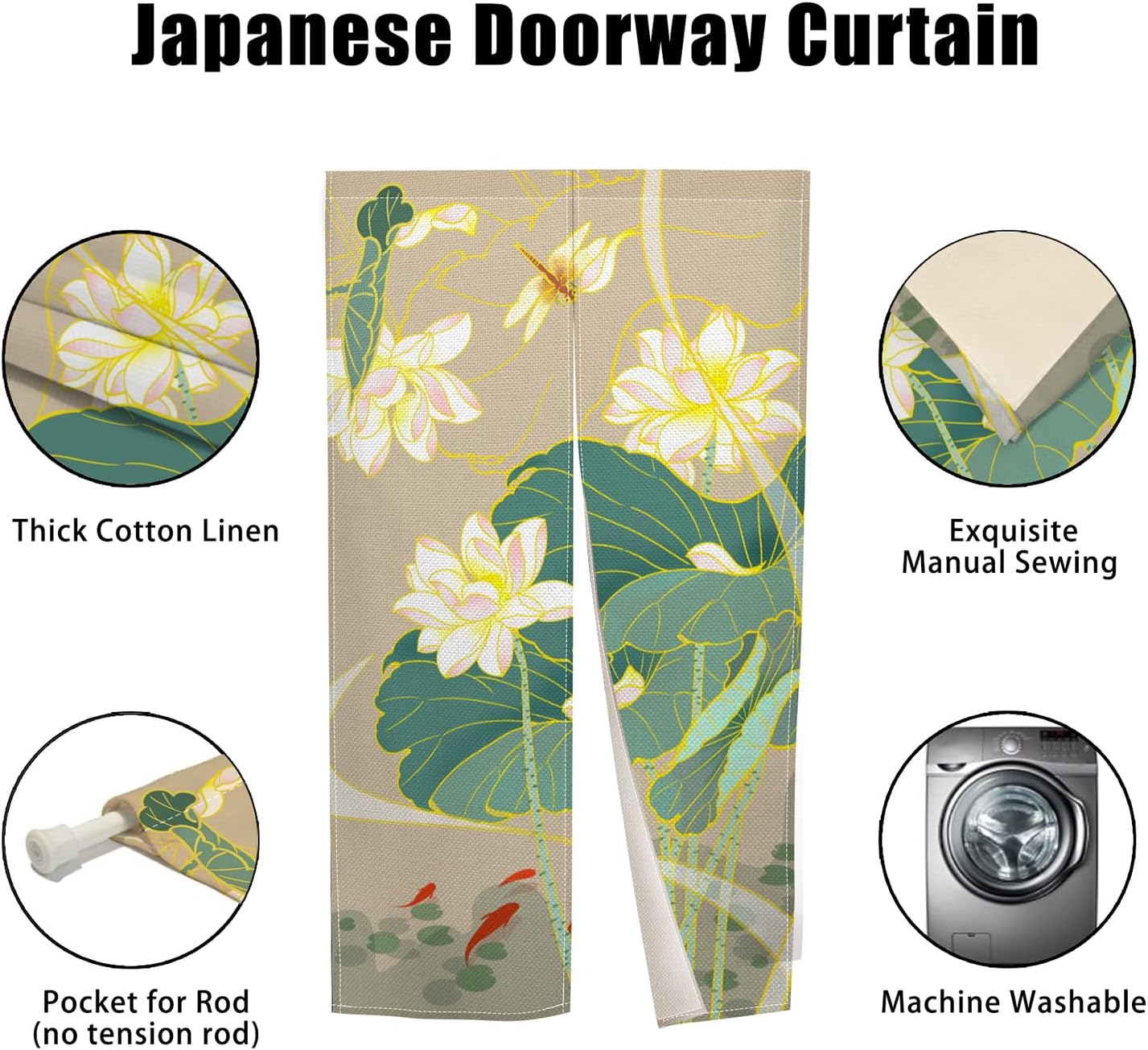 Japanese Noren Door Curtain with Ukiyoe Design