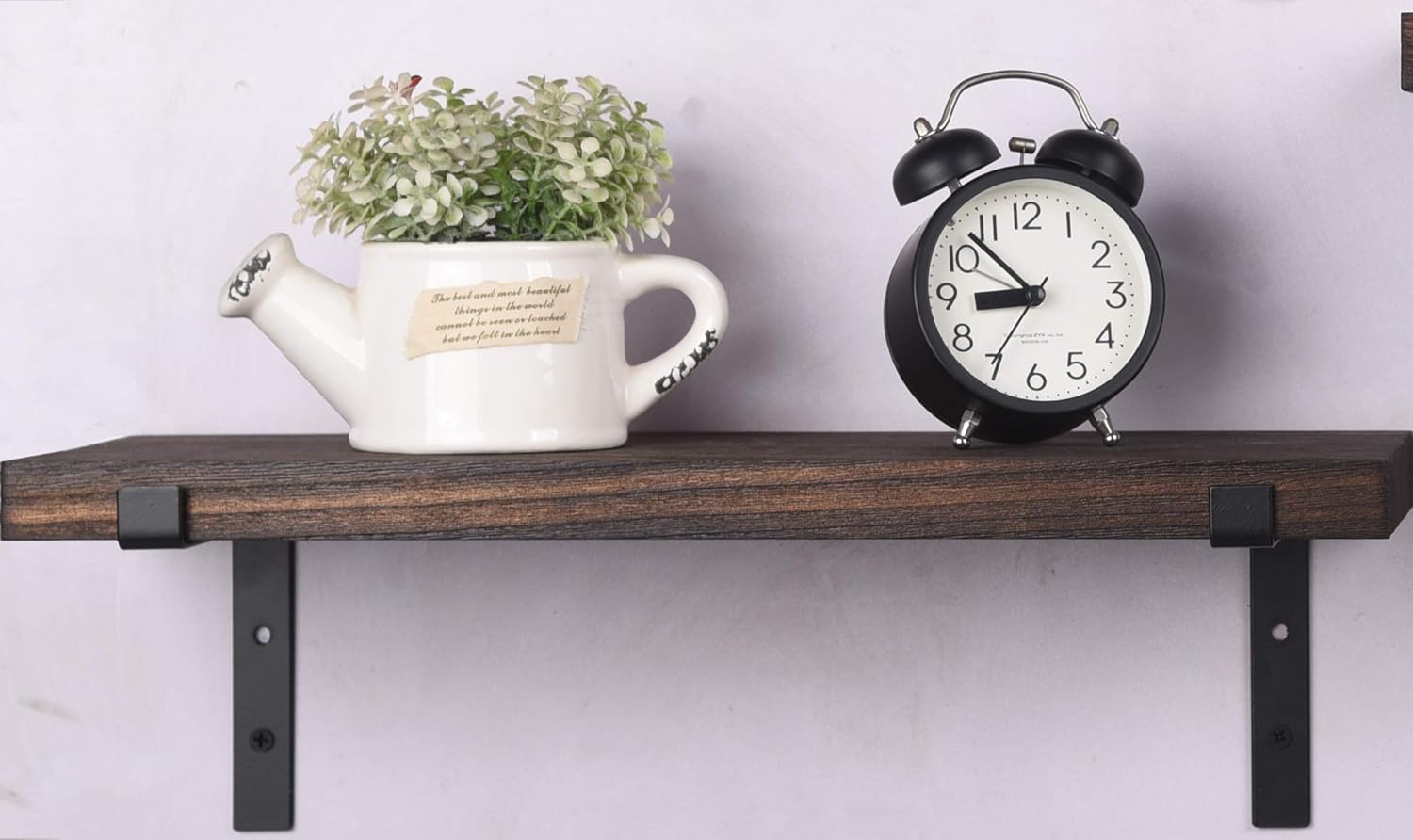 Rustic Wood Floating Shelves Dark Brown Set of 4