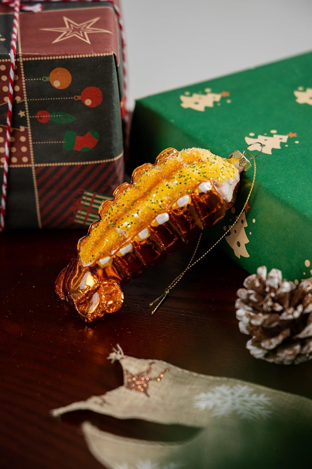 2pcs Blown Glass Lobster Tail Christmas Ornaments