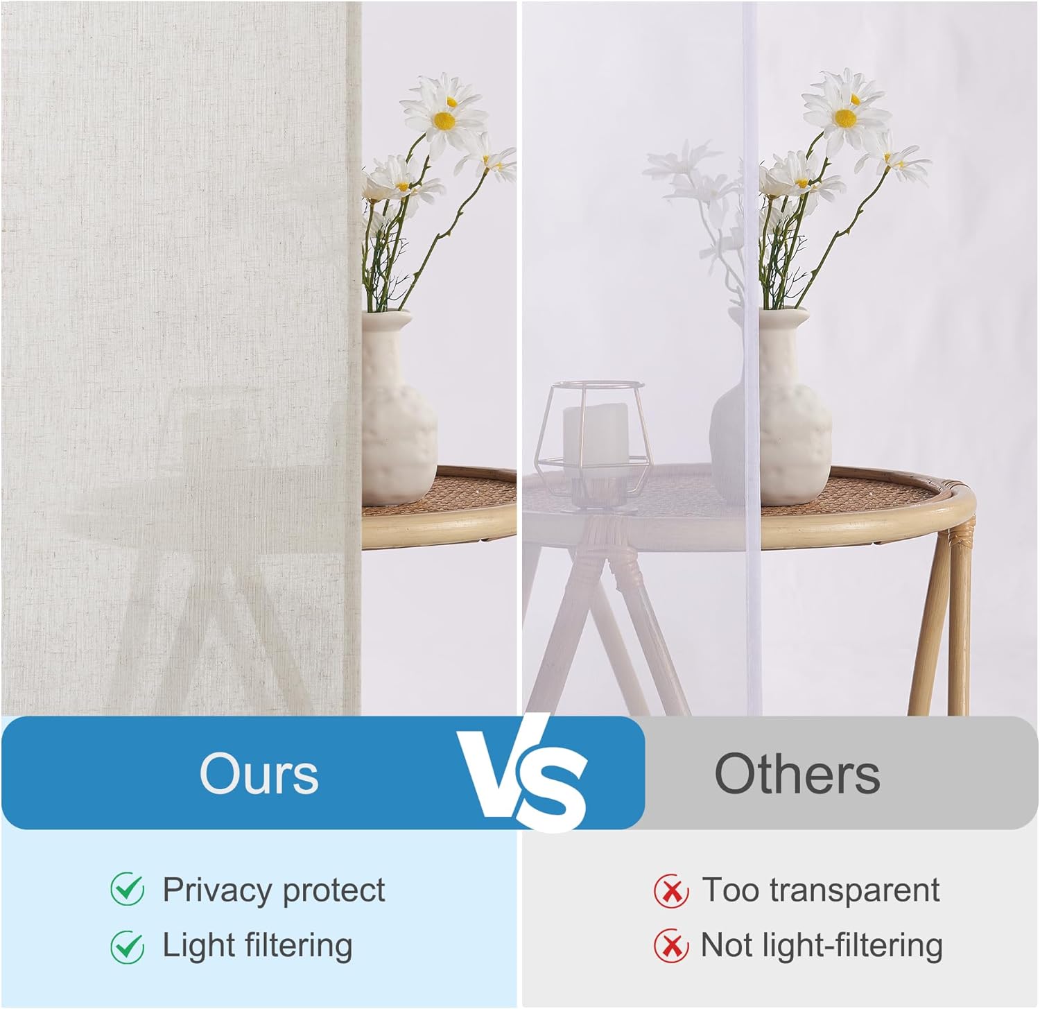 RYB HOME Linen Blended French Door Curtain