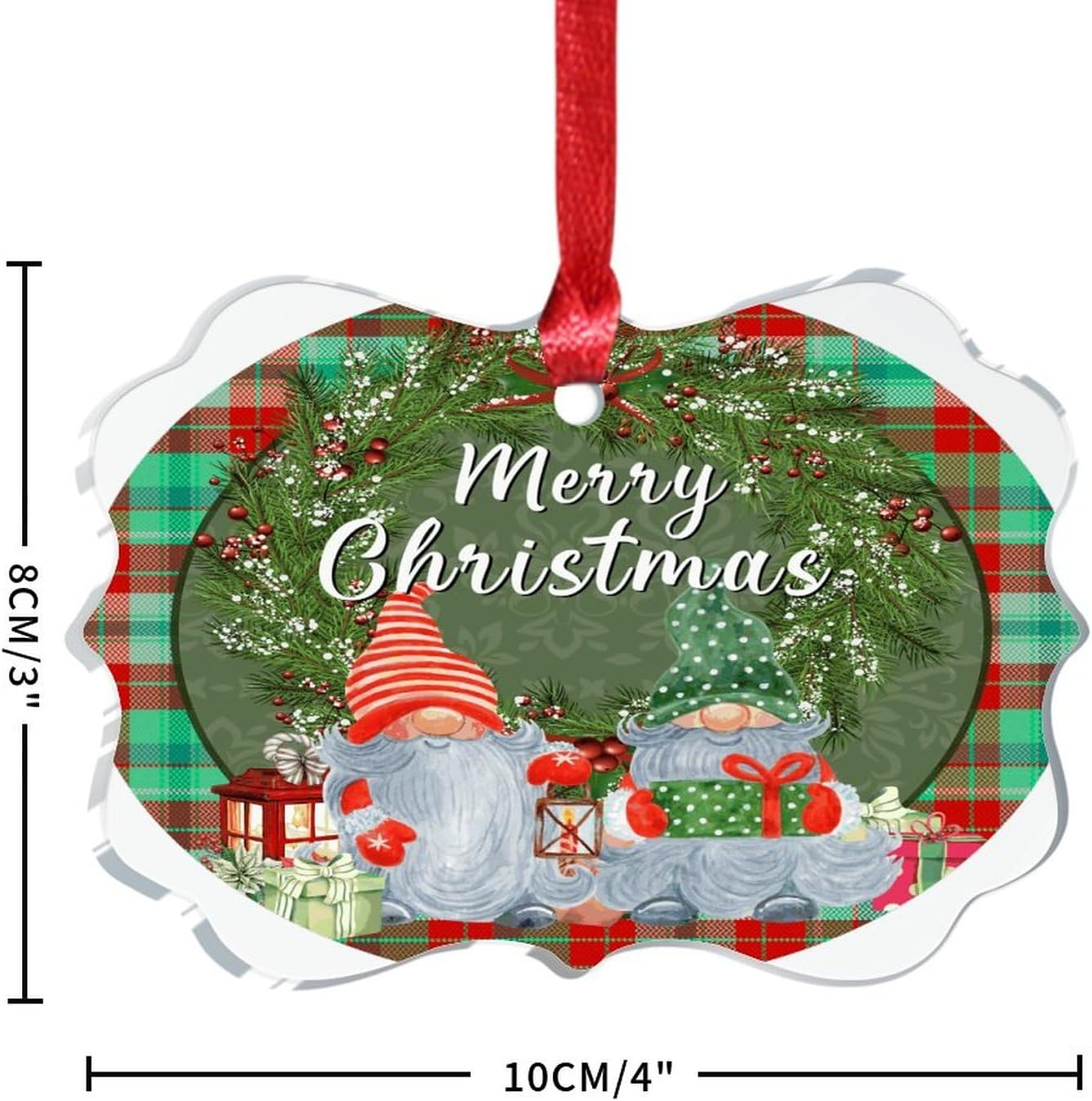 3 Inch Clear Acrylic Christmas Gnome Ornament 2023
