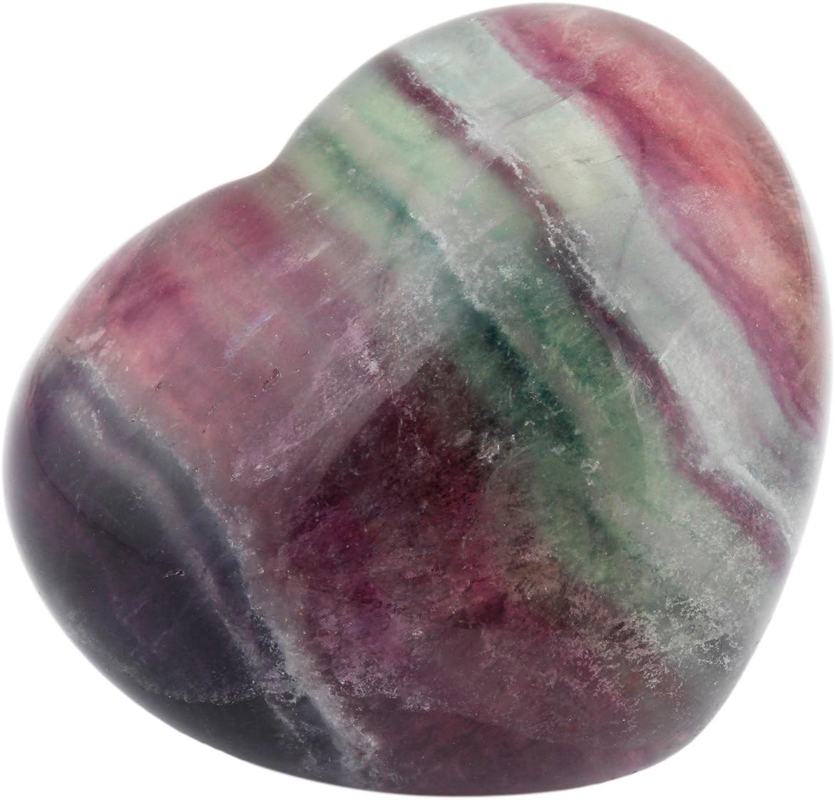 Rockcloud Fluorite Heart Worry Stone Chakra Healing Crystal