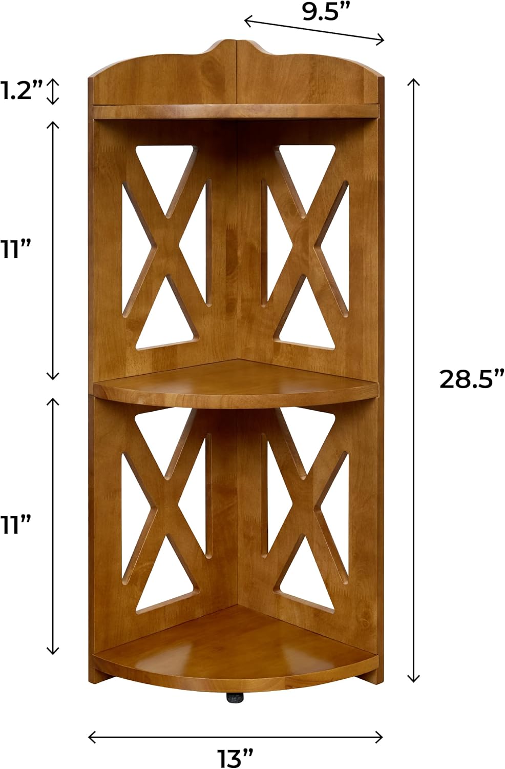 YCICI Corner Shelf Stand 3 Tier Natural Wood Bookshelf