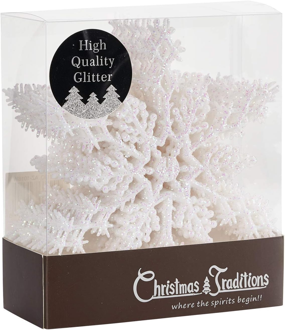 Christmas Traditions 6 inch Iridescent Snowflake Ornaments Set of 18