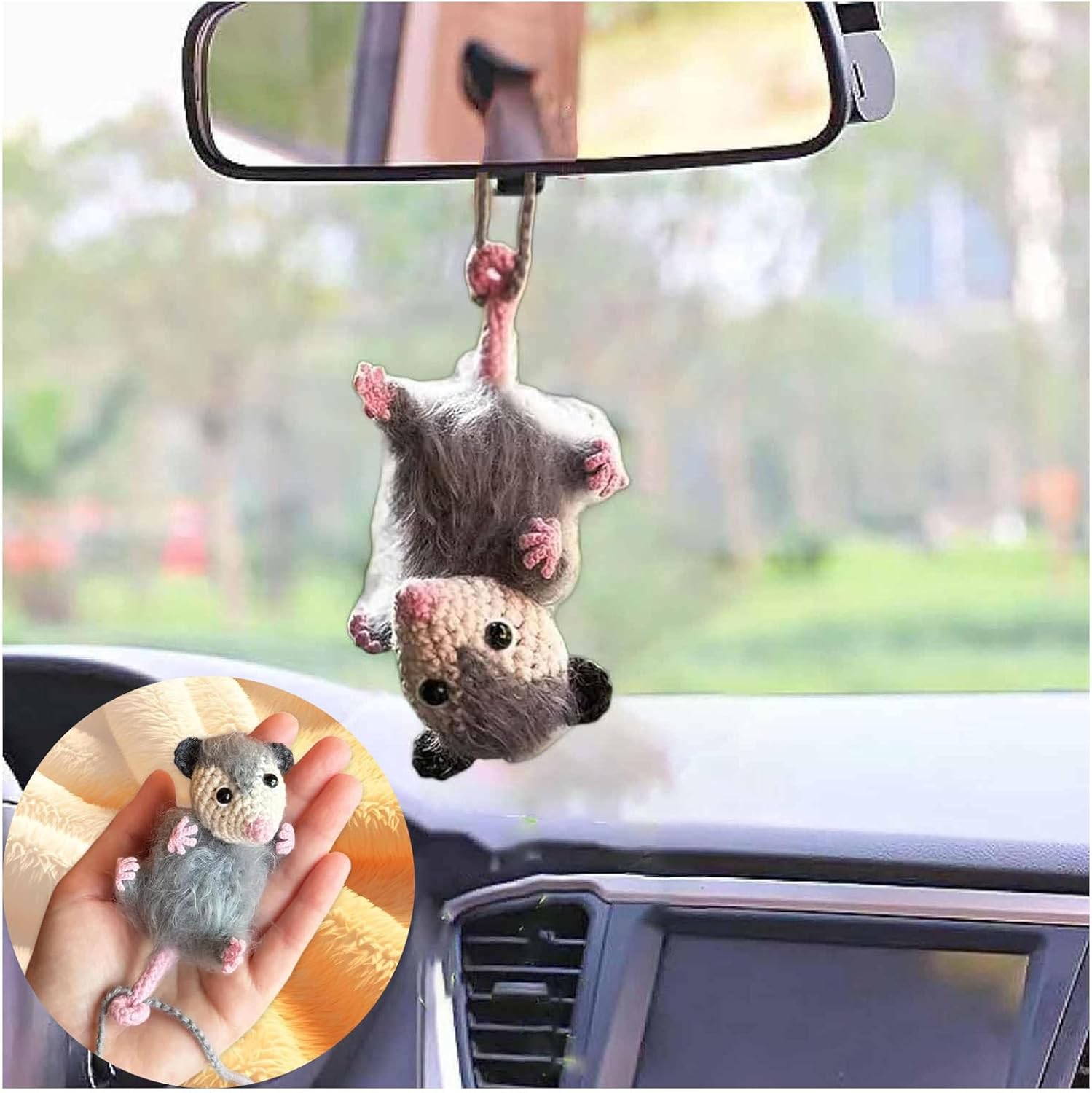 Possum Car Charm Cute Handmade Knitted Car Pendant