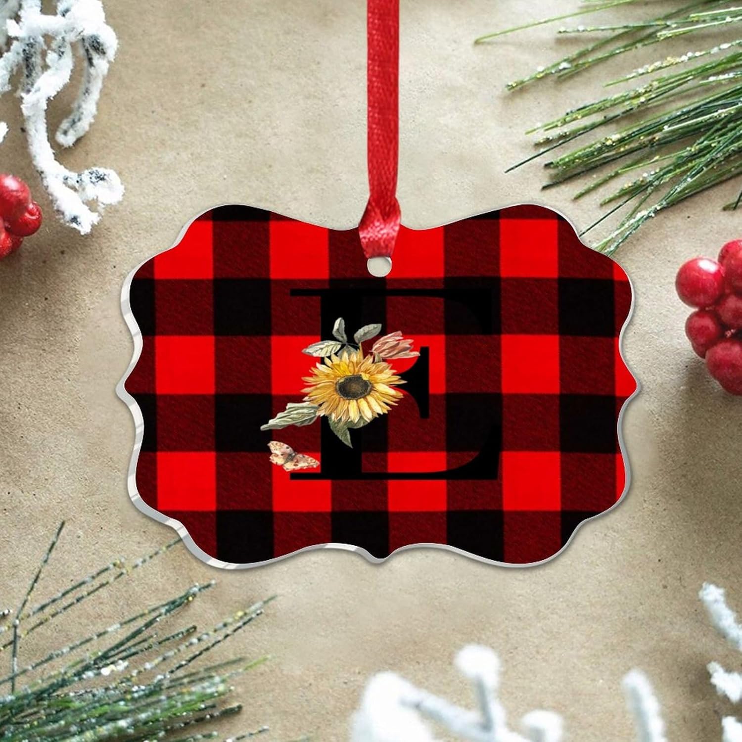 2023 Acrylic Christmas Ornament Black Monogram E
