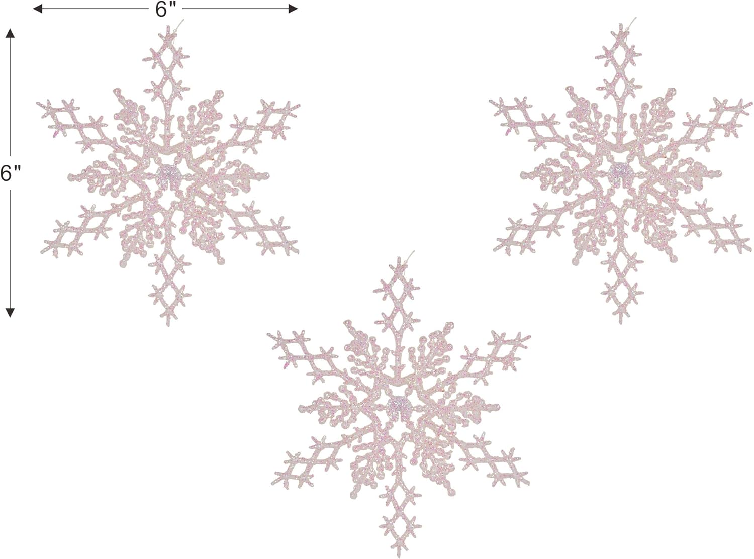 Christmas Traditions 6 inch Iridescent Snowflake Ornaments Set of 18