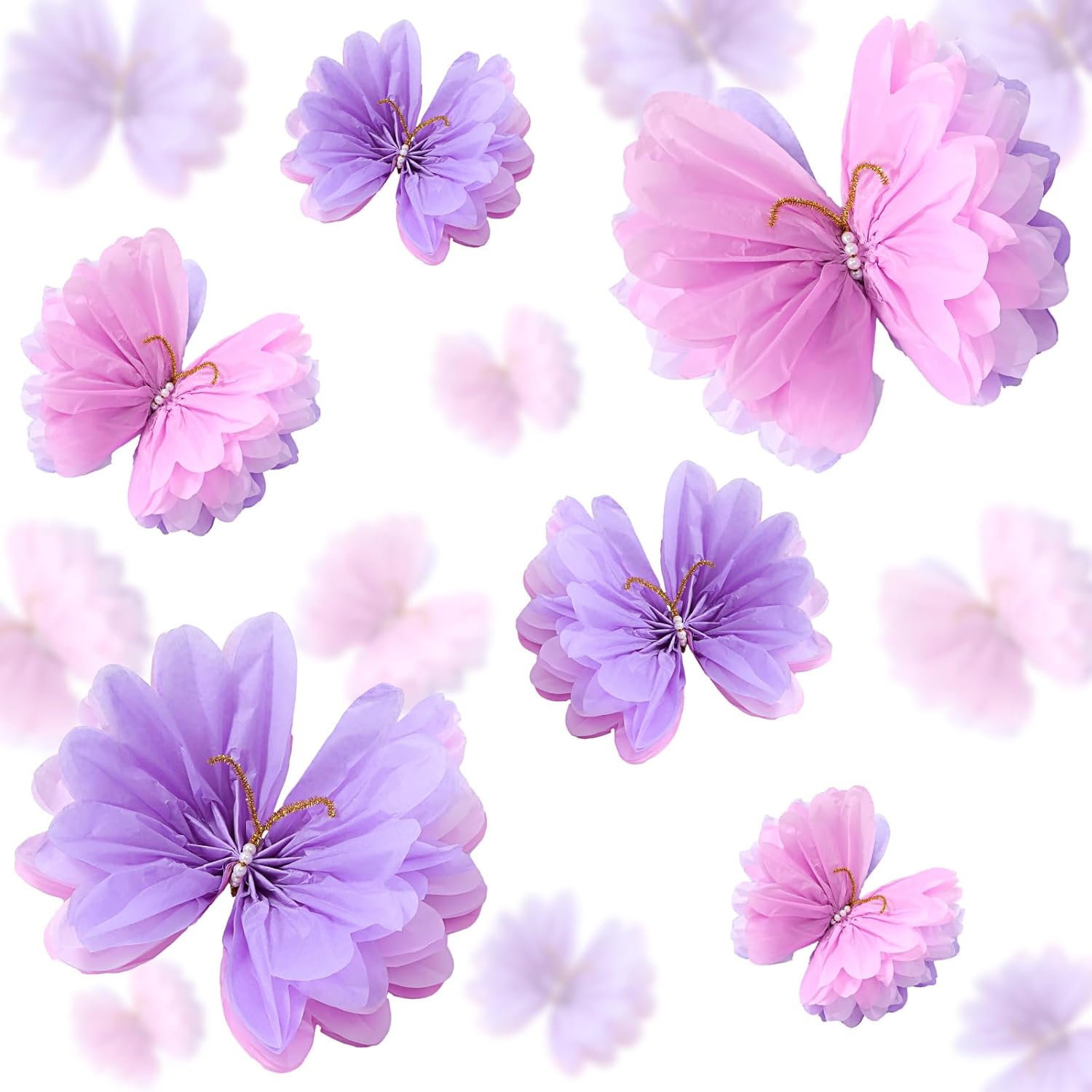 12 Pcs Purple Gradient 3D Hanging Butterfly Decorations