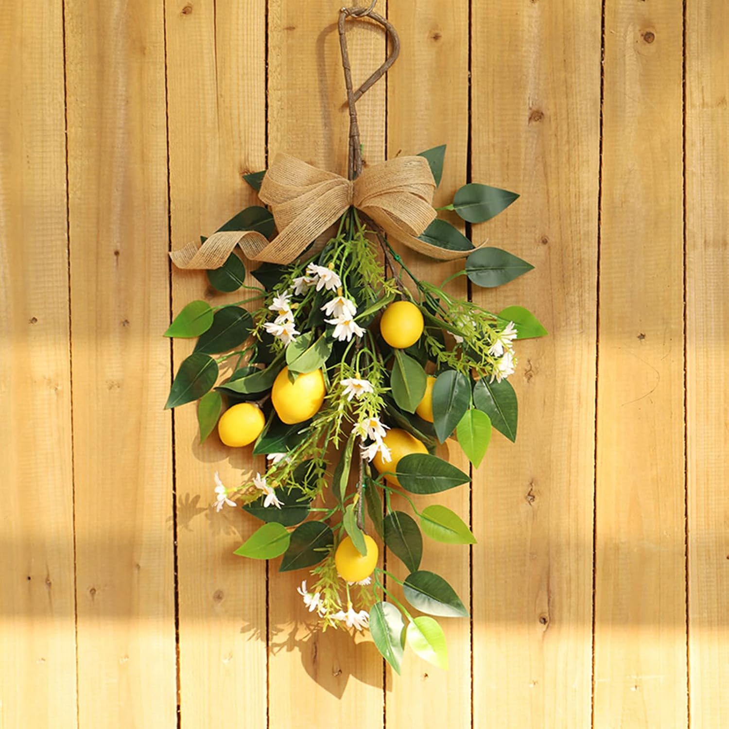 236in Artificial Lemon Daisy Swag with Bow
