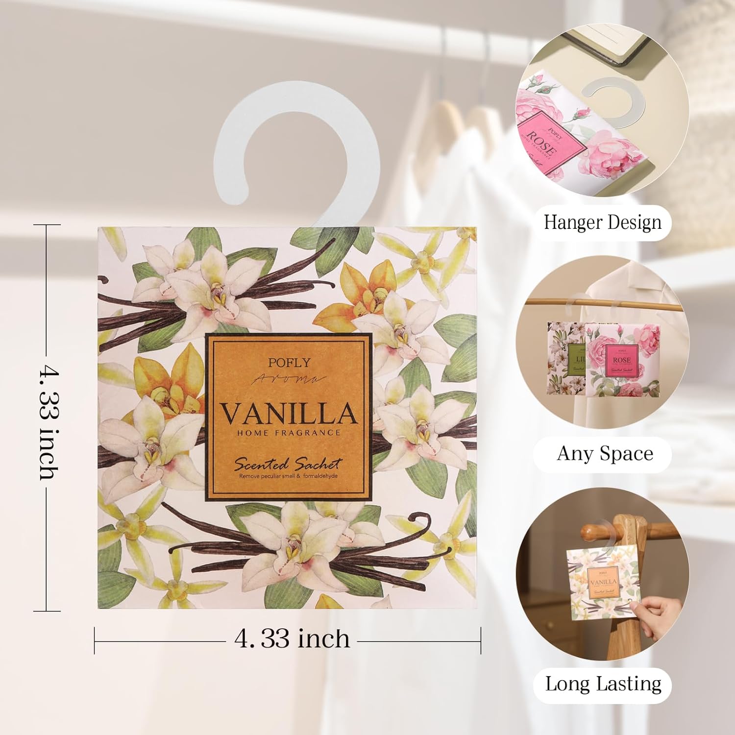 12 Vanilla Scented Sachets for Drawer and Closet