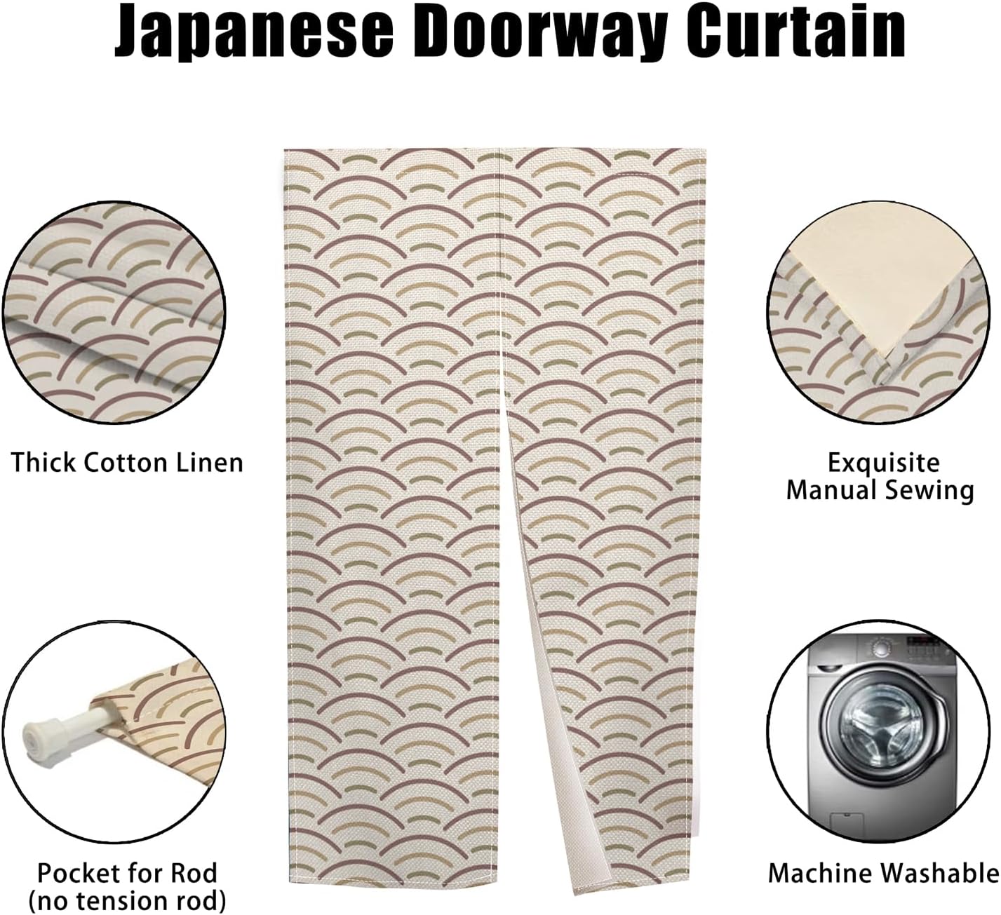 Japanese Noren Door Curtain with Wave Pattern