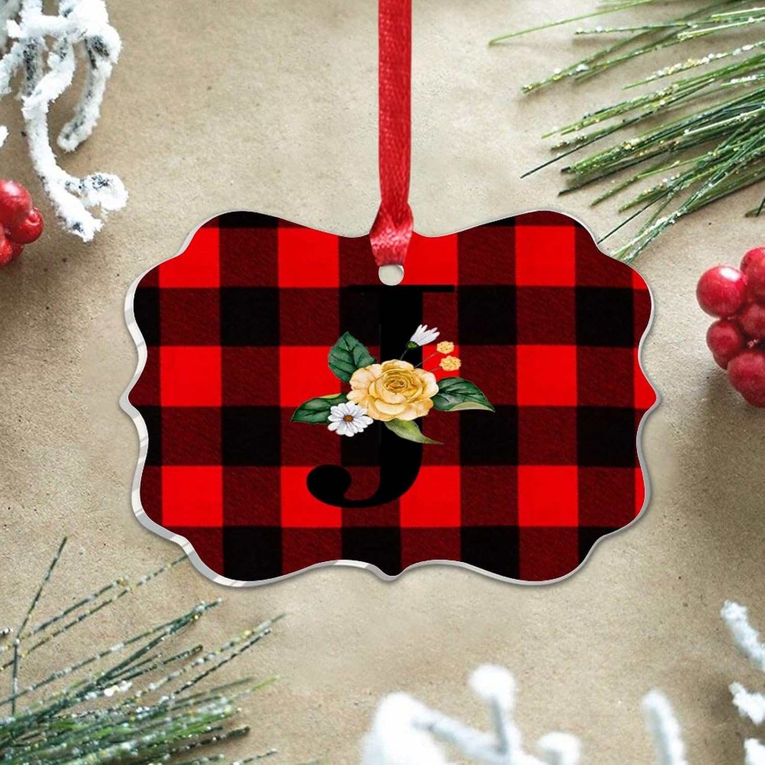 Clear Acrylic Christmas Ornaments with Initial J 2023