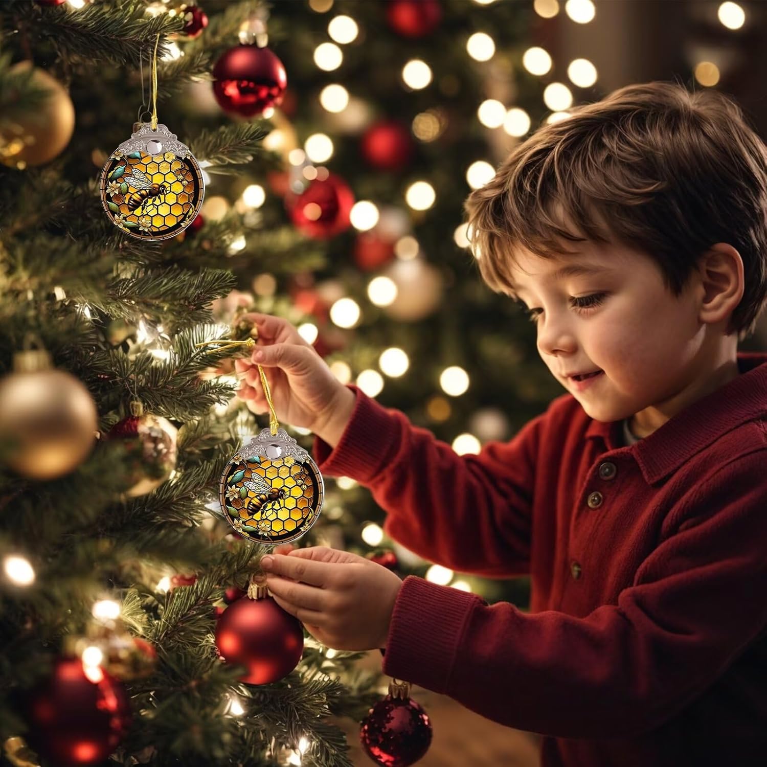 Bee Christmas Tree Ornaments with Silver Buckle