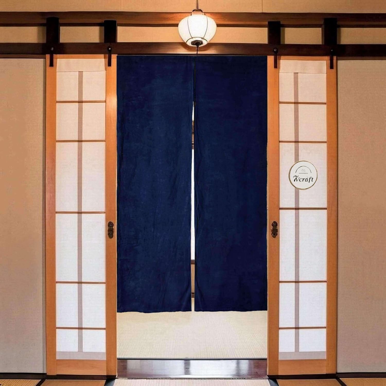 Hand Dyed Japanese Noren Curtain Indigo 275x59in