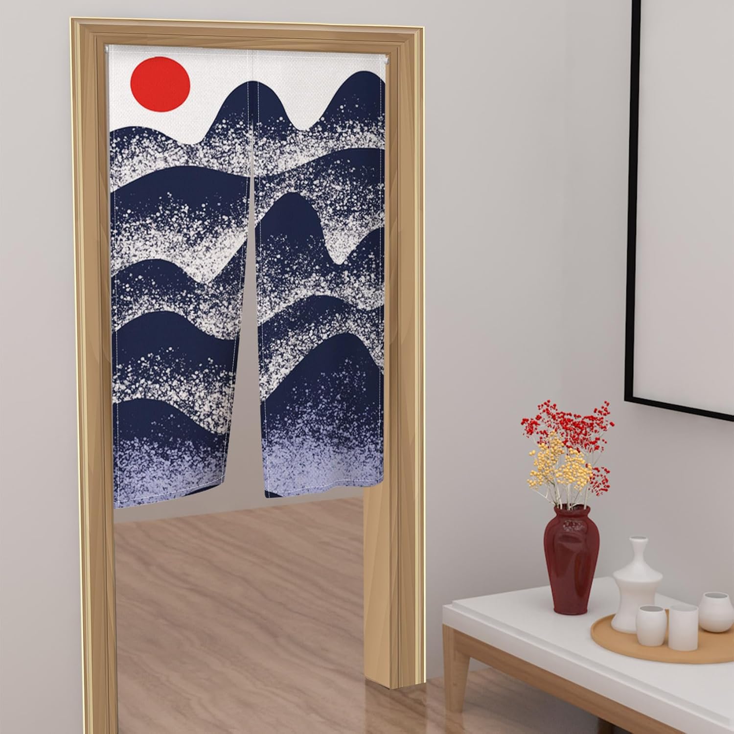 Leowefowa Japanese Noren Curtain Sunset Landscape 283x472