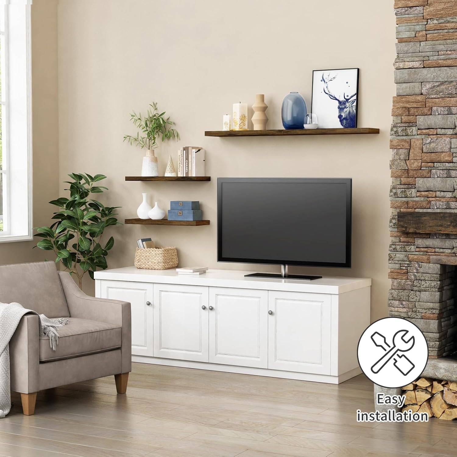 Forbena Rustic Brown Floating Shelves Set of 3