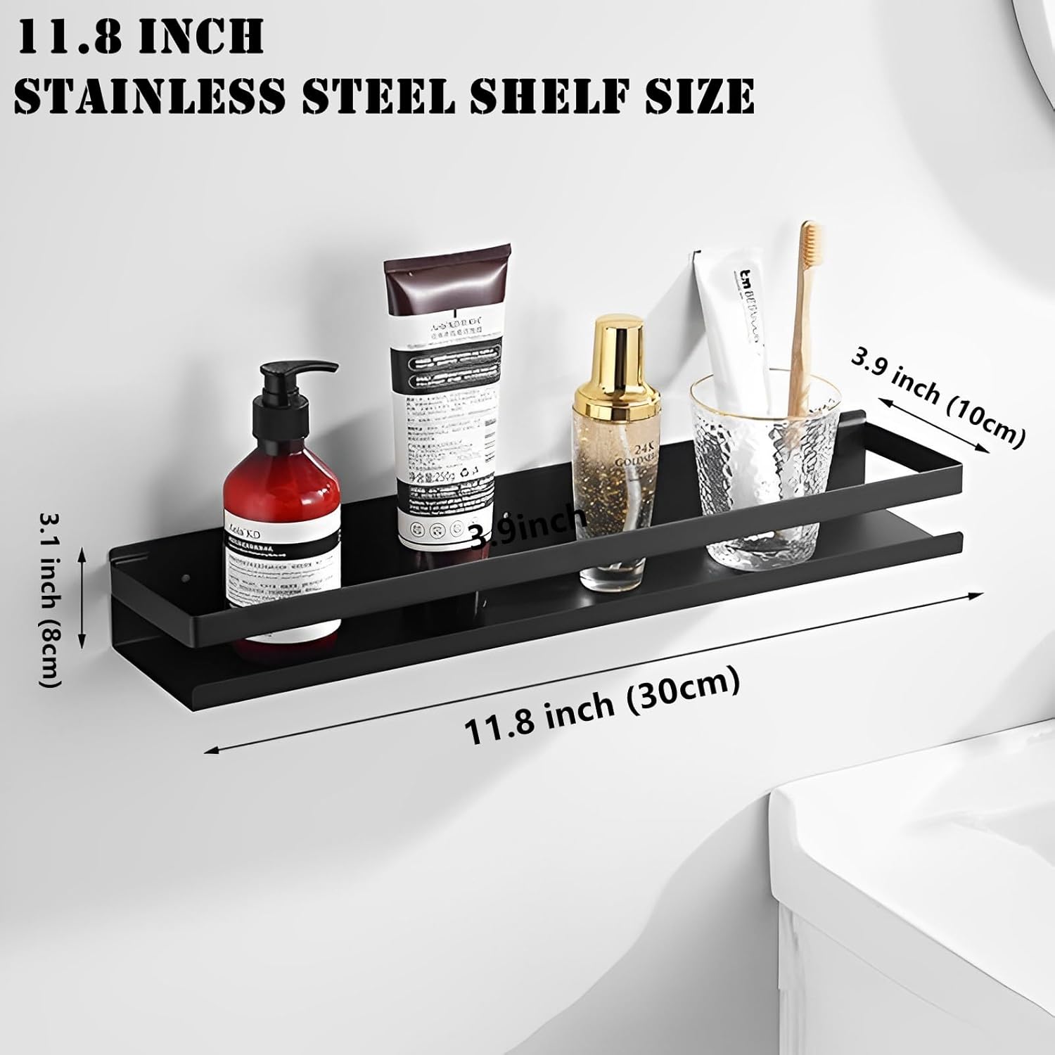 YuShiYan Floating Stainless Steel Shelves Set of 1 Black