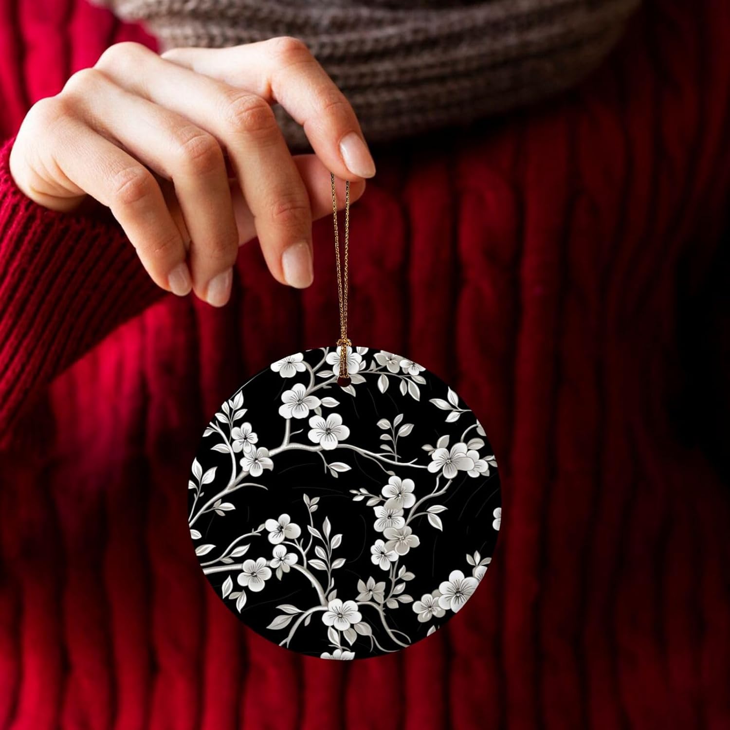 Cherry Blossom Ceramic Pendant Christmas Ornament Decor