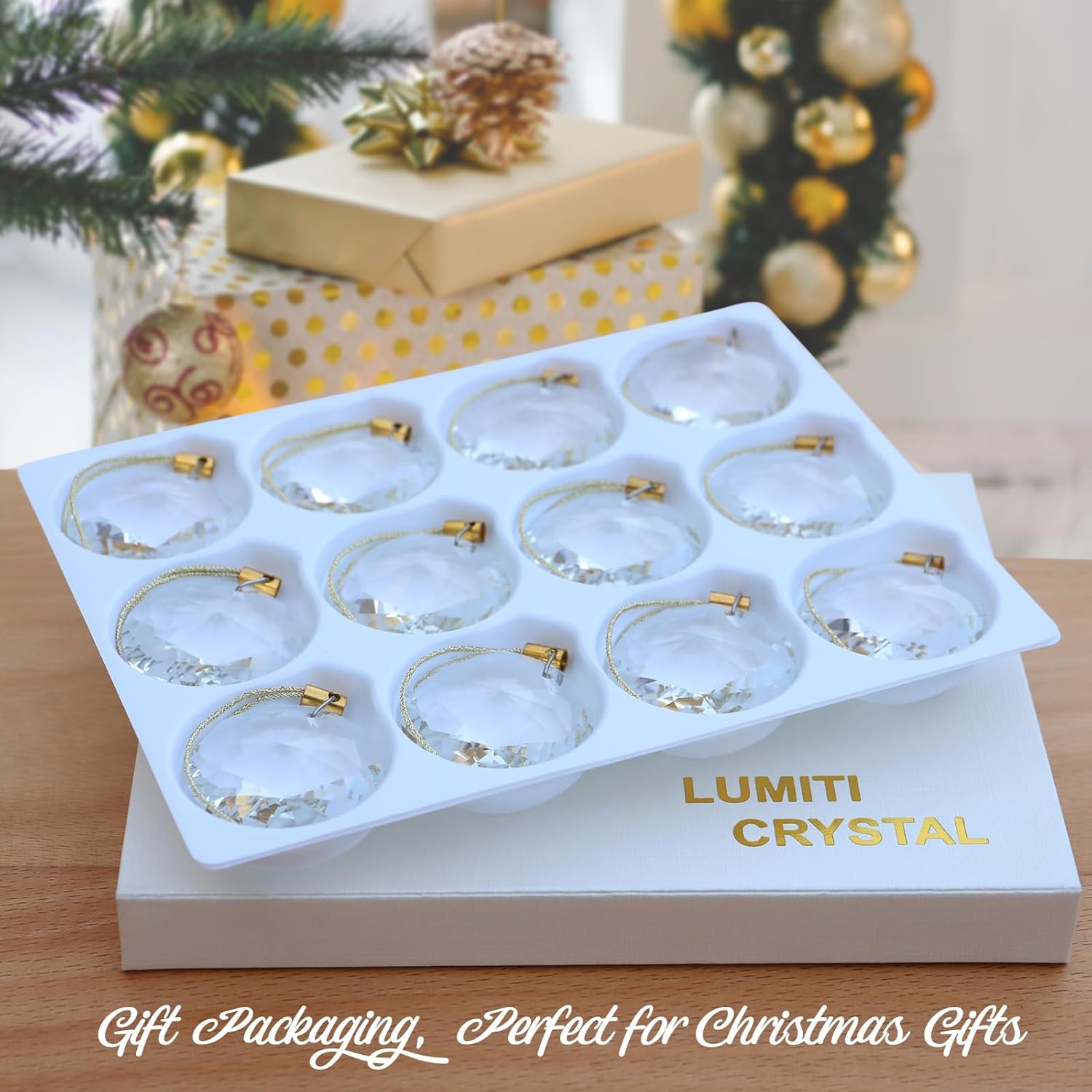 12 Pcs Crystal Glass Christmas Balls Ornaments