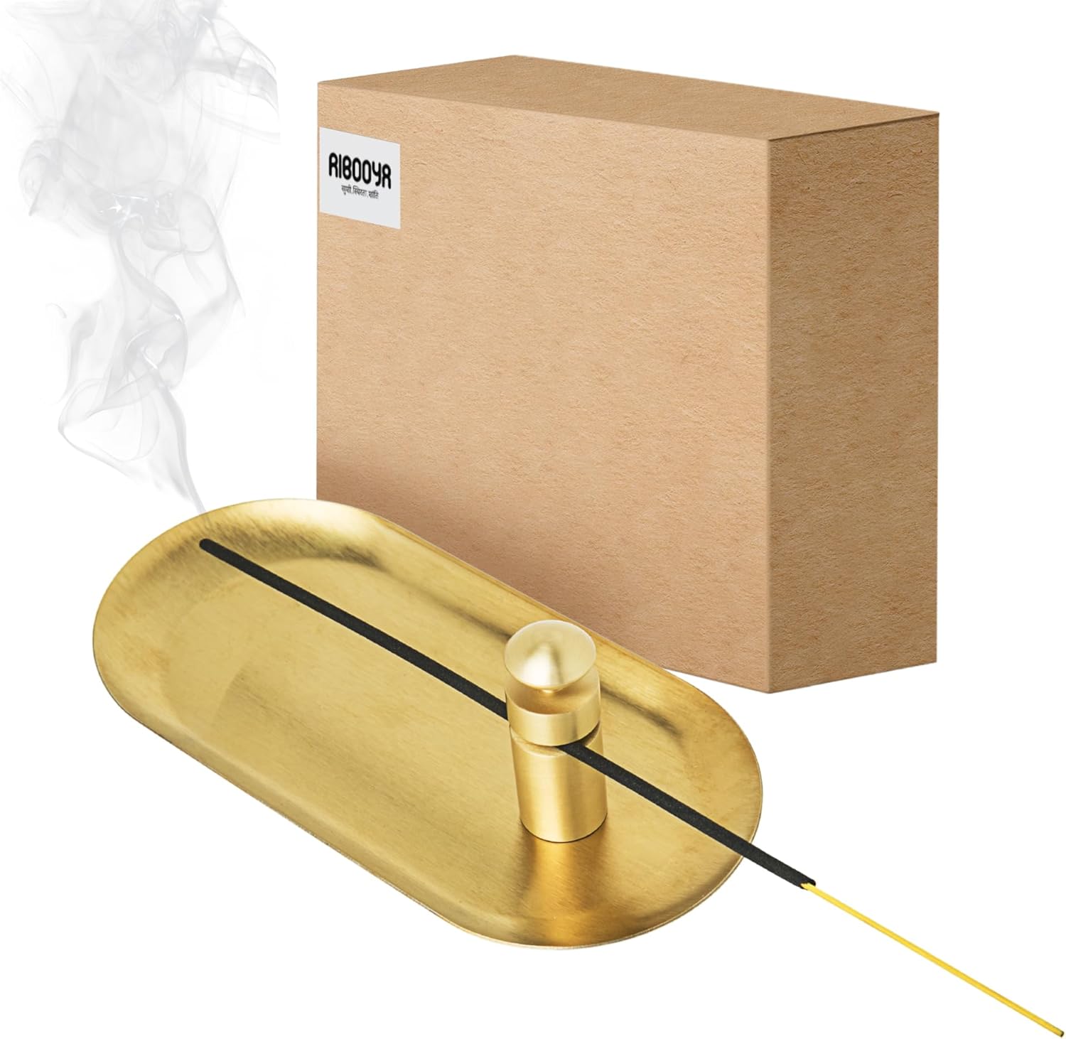 Brass Incense Holder with Tray Set for Meditation
