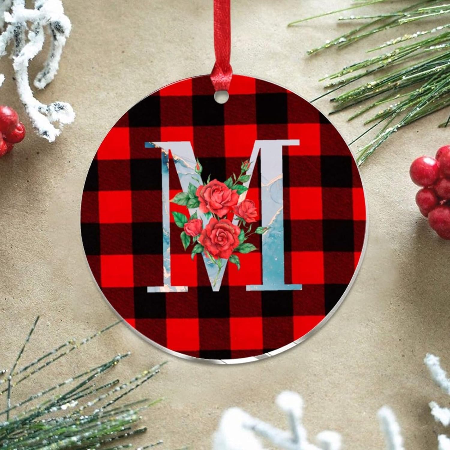 Acrylic Christmas Ornaments 2023 Blue Initial M Decorative Hanging Baubles