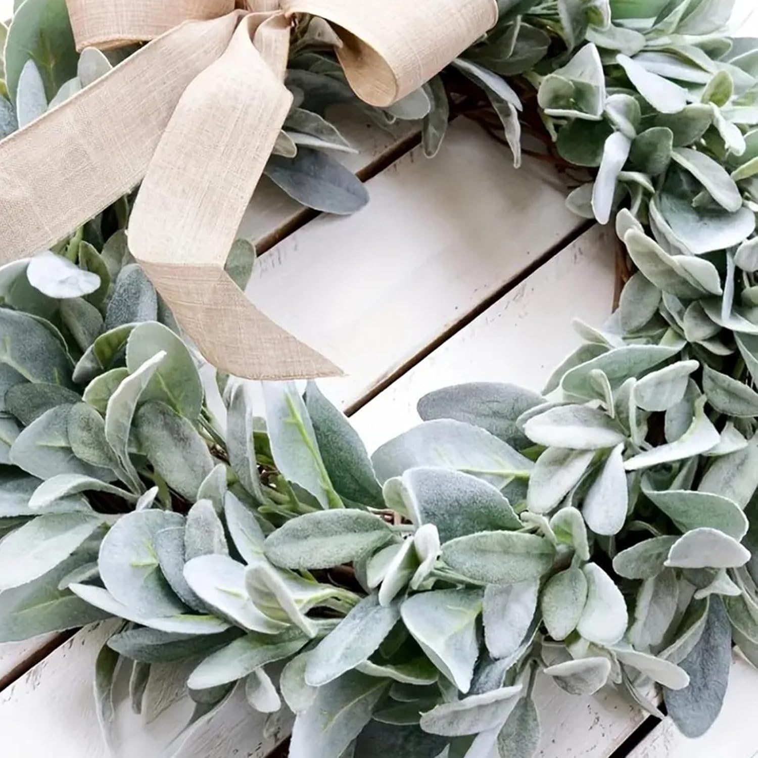 Lambs Ear Teardrop Front Door Wreath