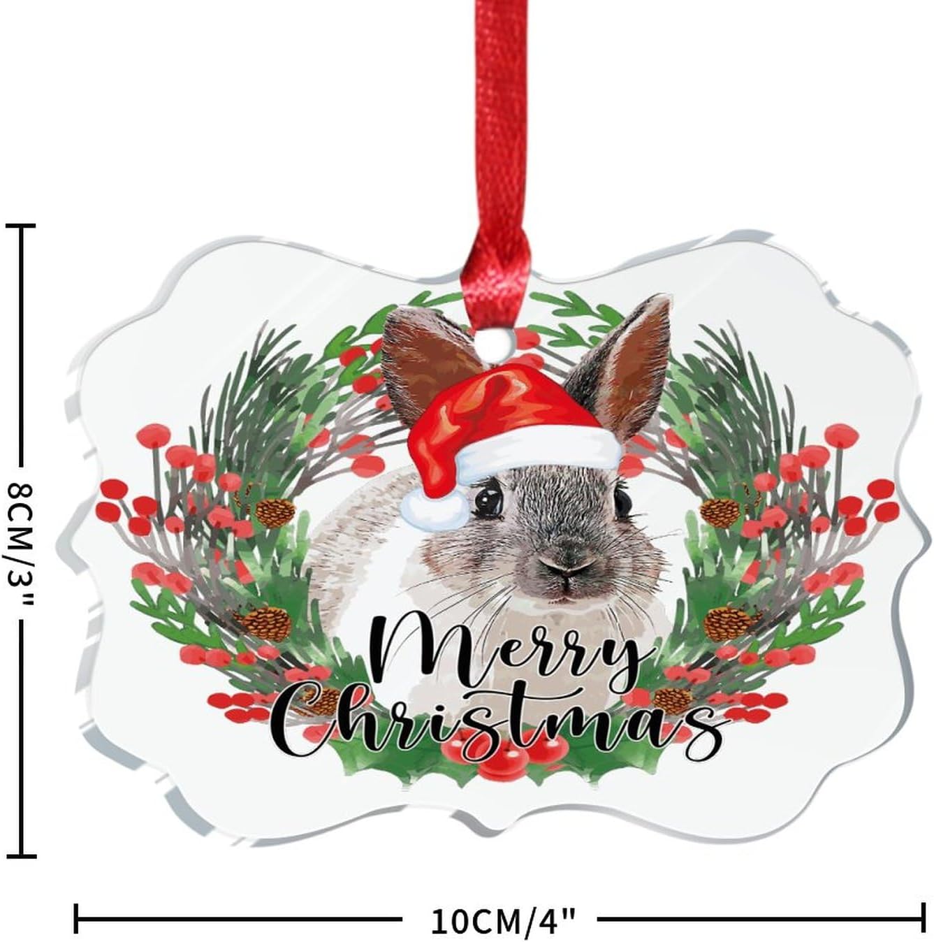 3 Inch Clear Acrylic Christmas Ornaments 2023 Rabbit Decor Bauble