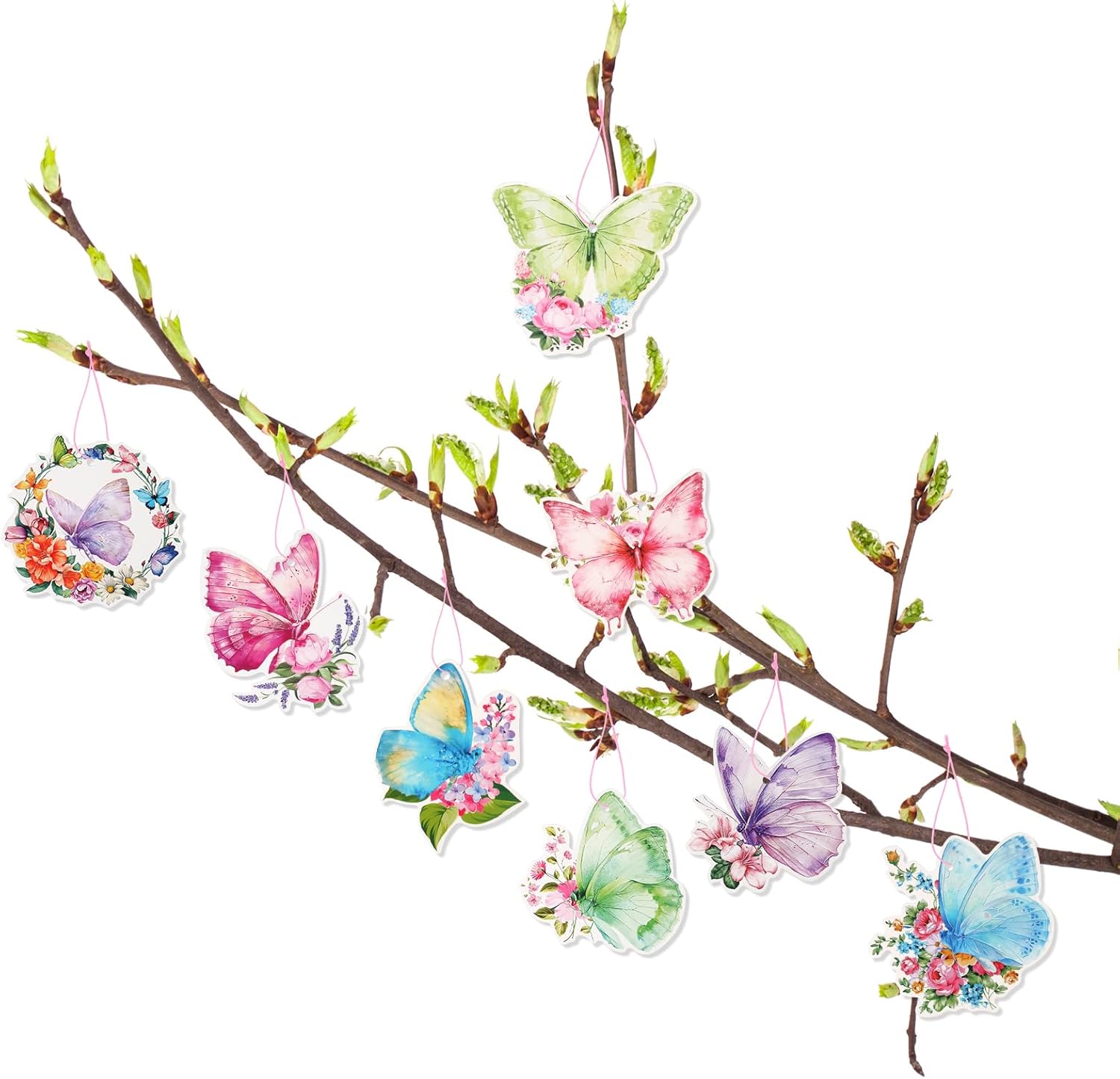 12pcs Spring Butterfly Tree Decor Pendant Set